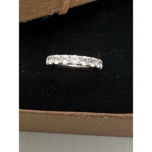 Ring Band Sterling Silver Signed (marked) 925 UD Cubic Zirconia Size 5.5